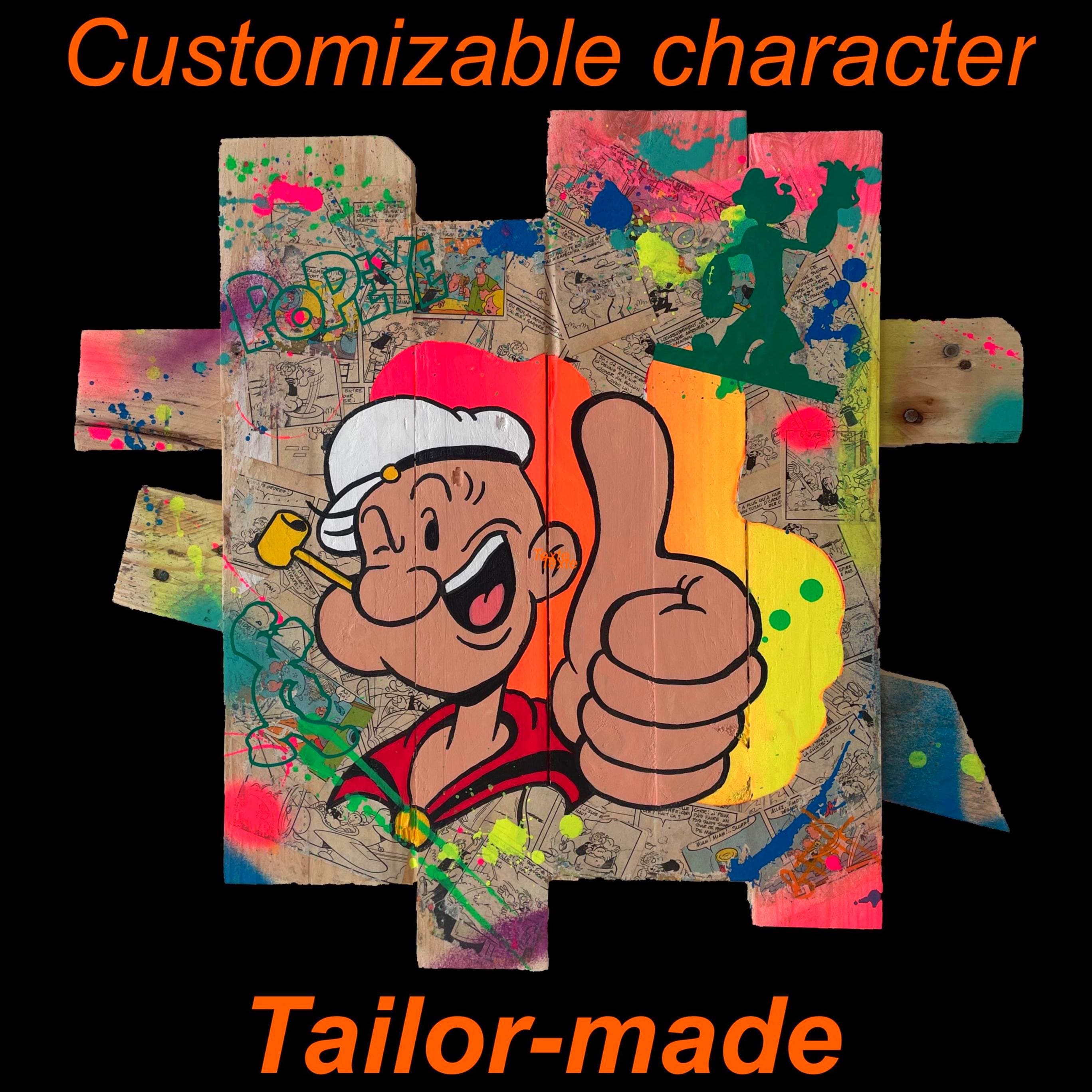 Tableau Pop Art Unique Personnalisable – Bois de Palette Recyclé – Œuvre Signée Vincent STREIFF® avec certificat d'authenticité – Art Mural