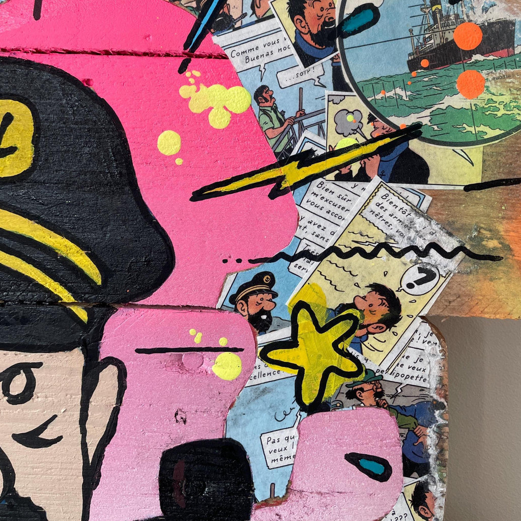 Tableau Pop Art Unique Personnalisable – Bois de Palette Recyclé – Œuvre Signée Vincent STREIFF® avec certificat d'authenticité – Art Mural