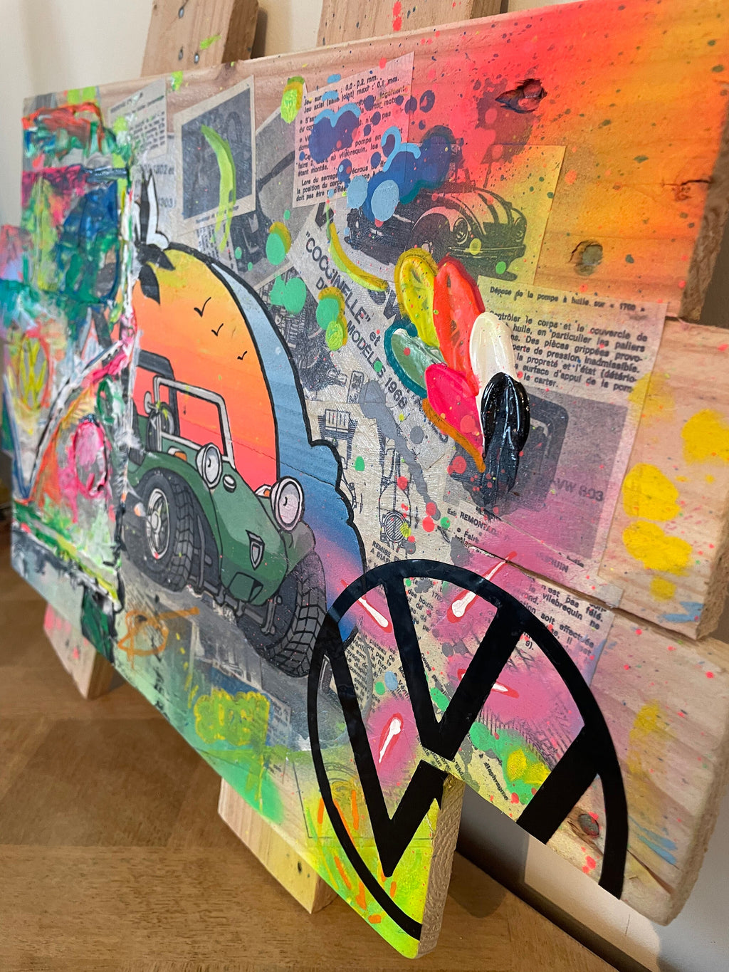 Tableau Pop Art VW, Combi, Buggy