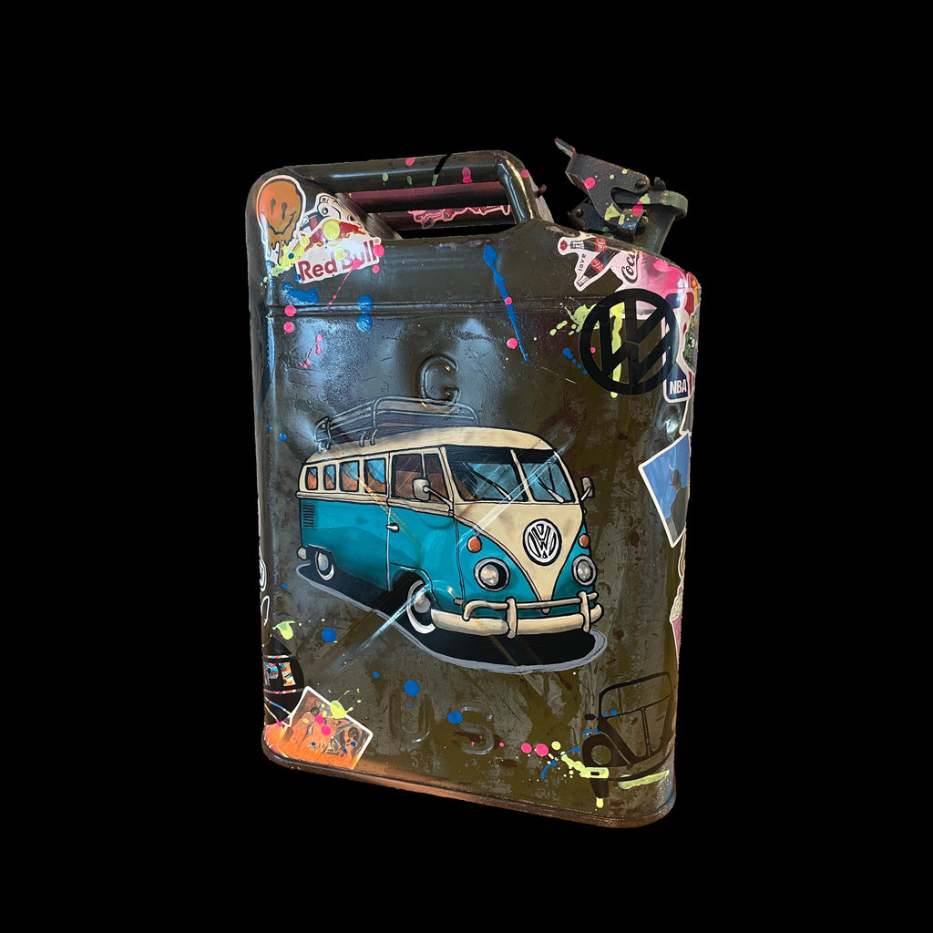 Bidon ancien acier Pop art COMBI T1 VW