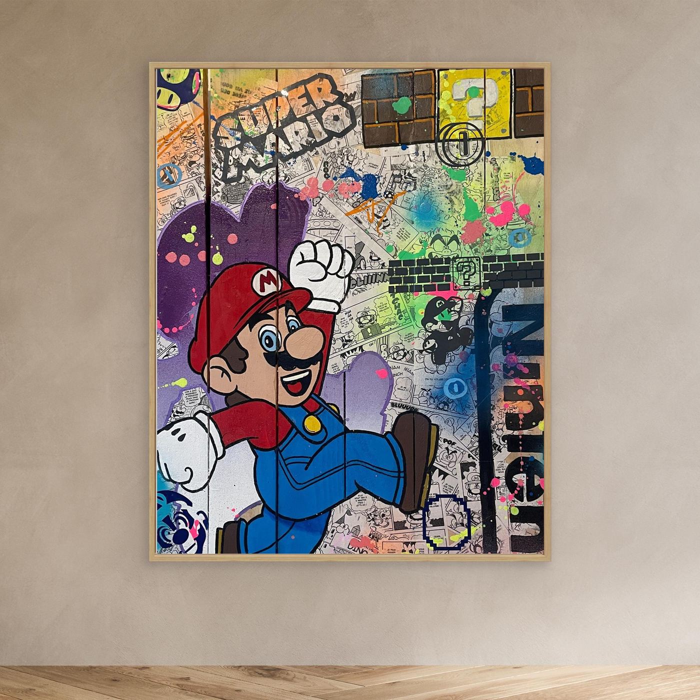Super Mario impression sur toile de l'œuvre originale de Vincent STREIFF