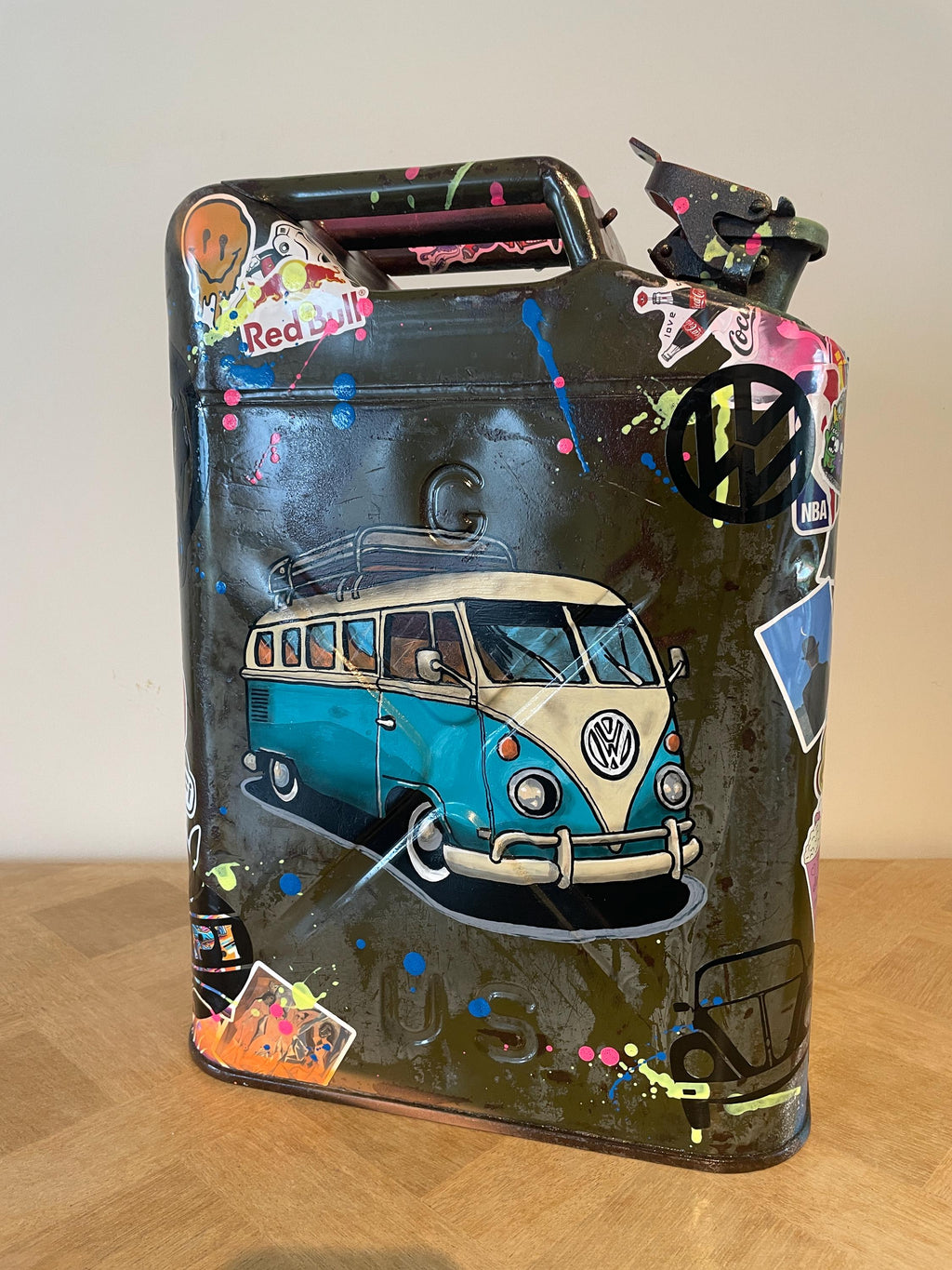Bidon ancien acier Pop art COMBI T1 VW