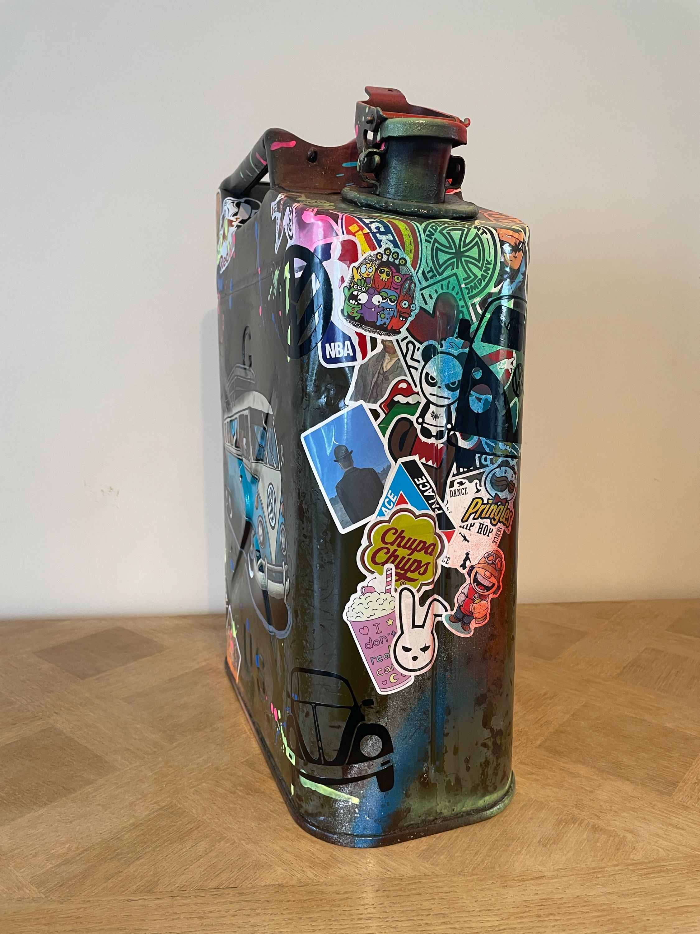 Bidon ancien acier Pop art COMBI T1 VW