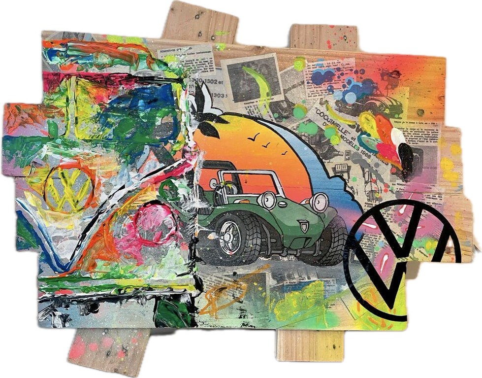 Tableau Pop Art VW, Combi, Buggy