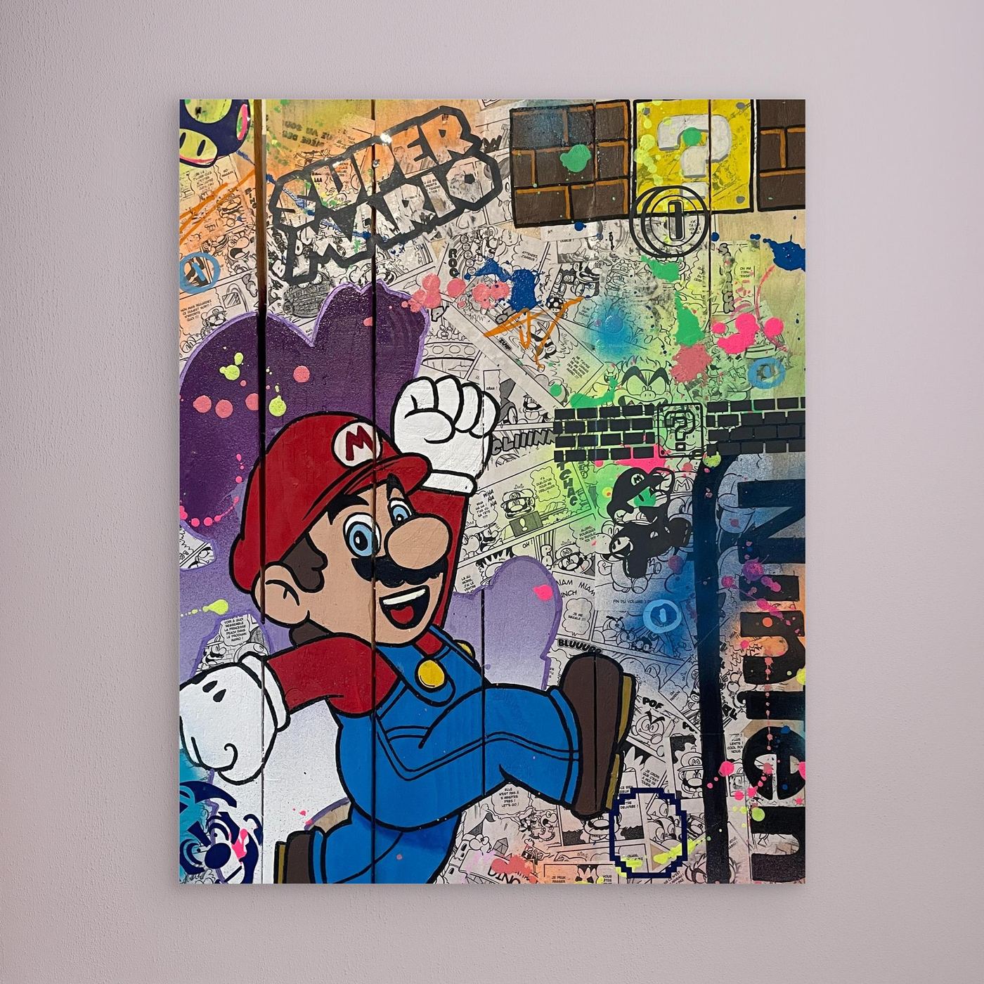 Super Mario impression sur toile de l'œuvre originale de Vincent STREIFF