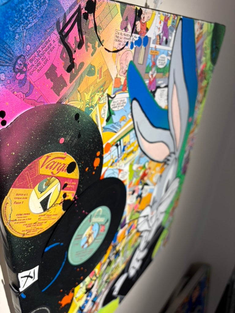 Bugs Bunny — vue en angle montrant le relief de la toile