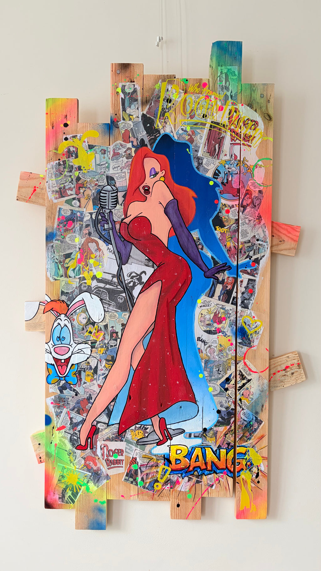 Tableau Jessica Rabbit et Roger de Vincent Streiff — vue rapprochée du visage de Jessica Rabbit