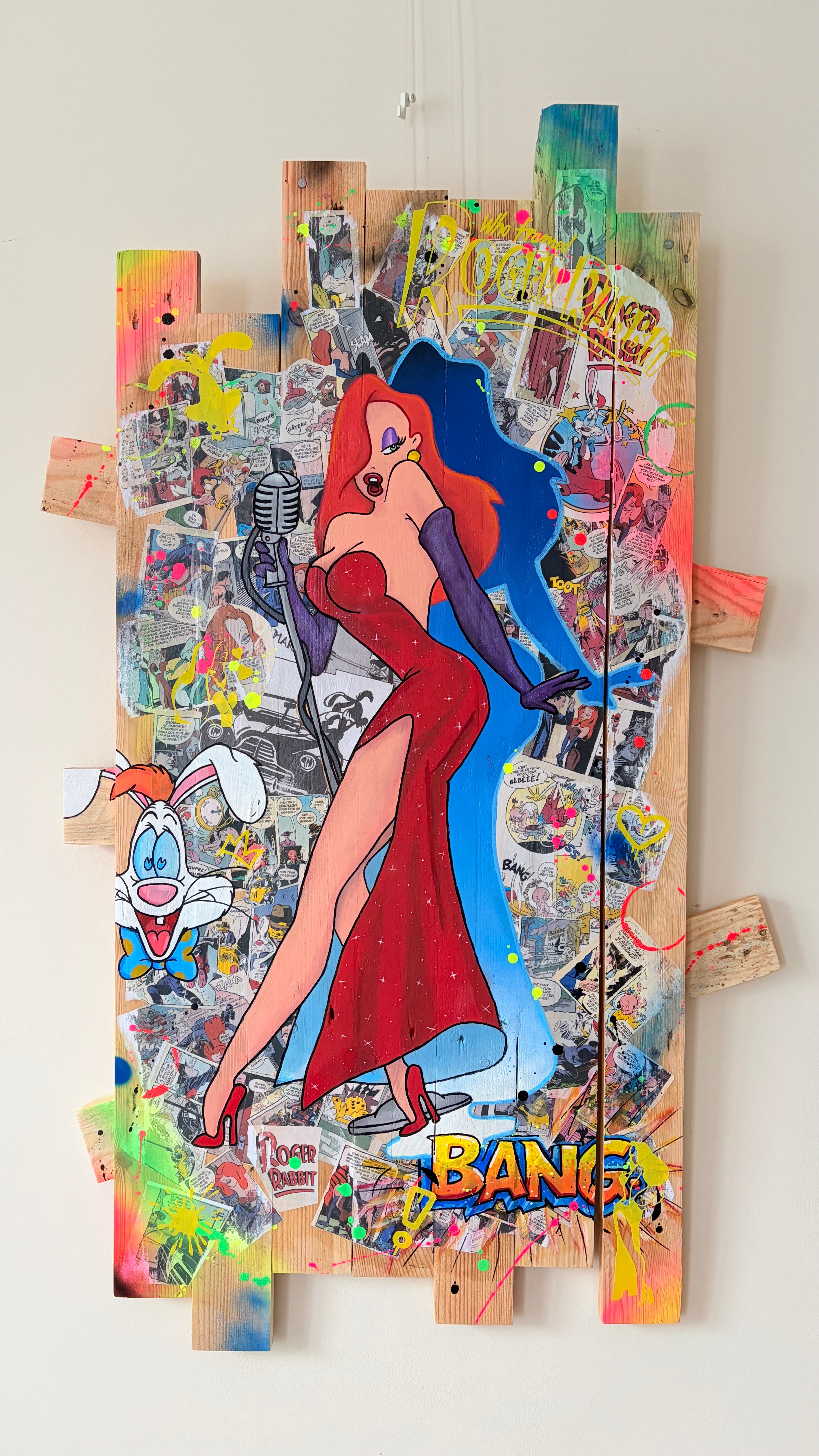 Tableau Jessica Rabbit et Roger de Vincent Streiff — vue rapprochée du visage de Jessica Rabbit