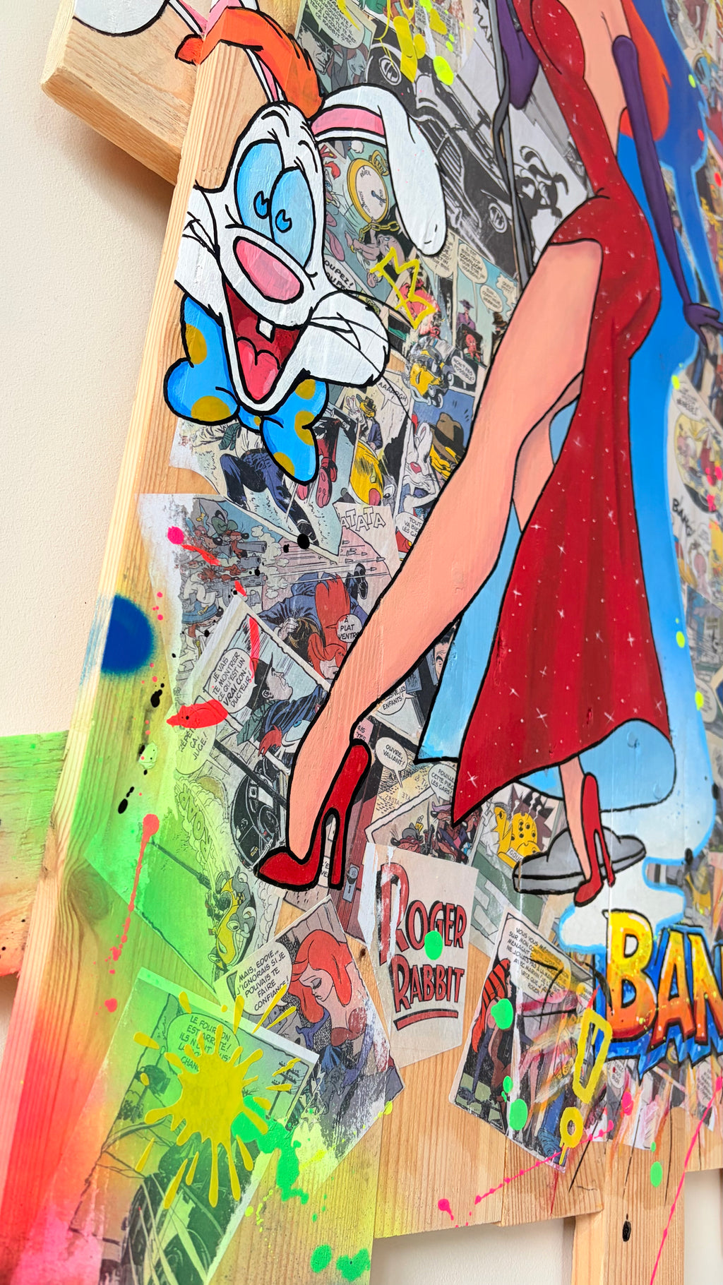 Tableau Jessica Rabbit et Roger de Vincent Streiff — détail des extraits du livre du film et des autocollants