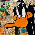 Tableau Daffy Duck 20x20 cm peint à la main sur toile par Vincent STREIFF