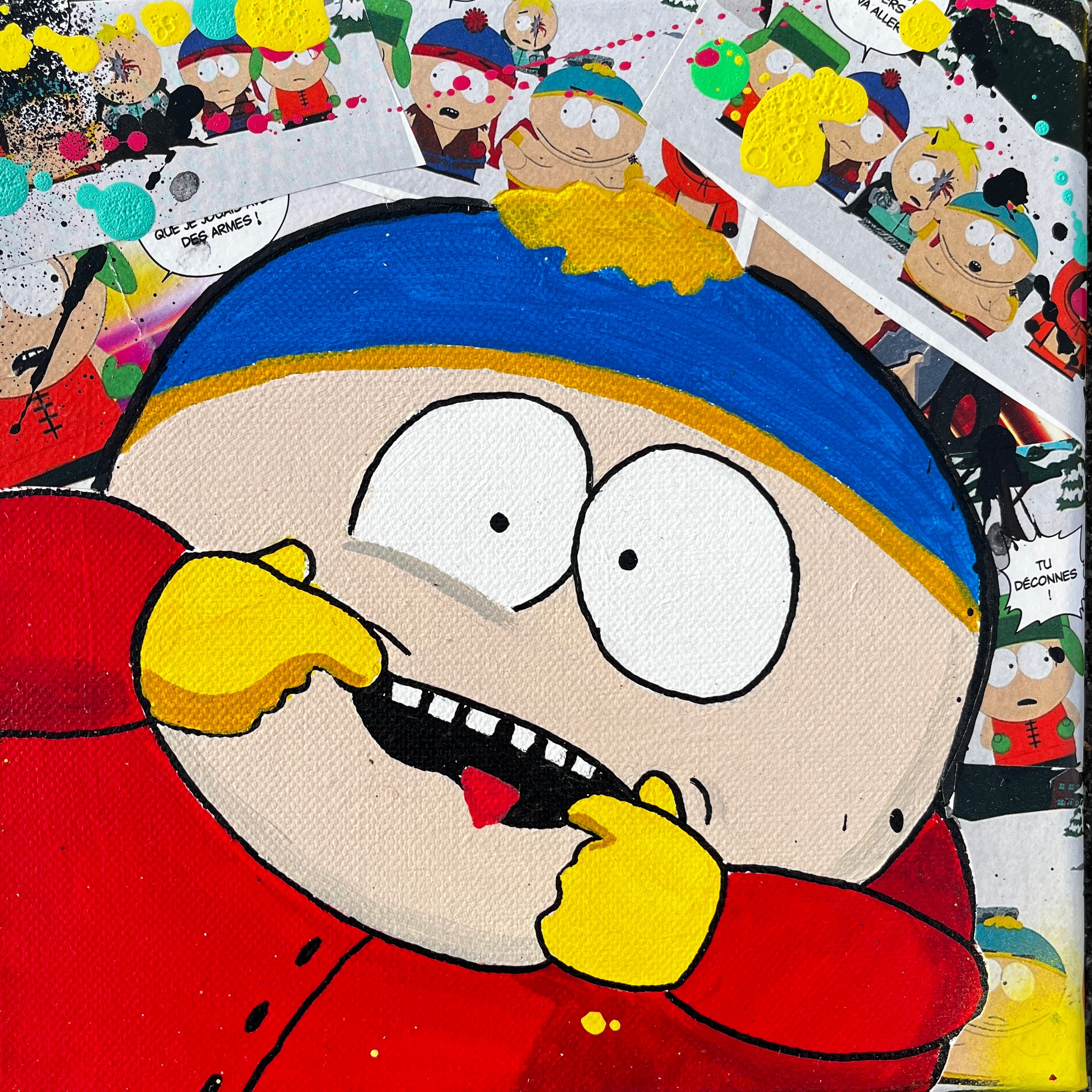 Tableau Cartman 20x20 cm peint à la main sur toile par Vincent STREIFF