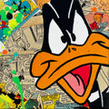 Tableau Daffy Duck face 20x20 cm peint à la main sur toile par Vincent STREIFF