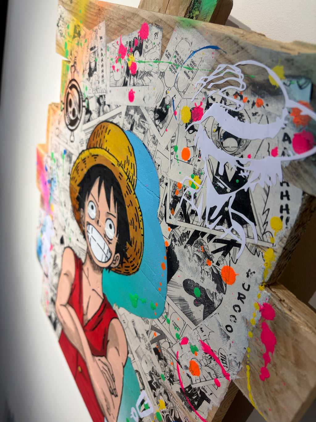 Luffy One Piece — détail du visage et du chapeau de paille