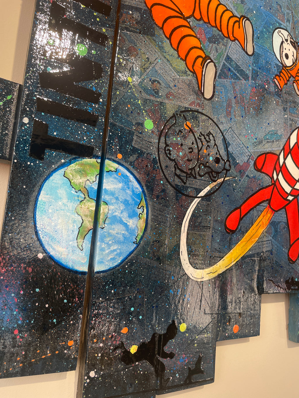 Tableau Tintin et Milou dans l'espace