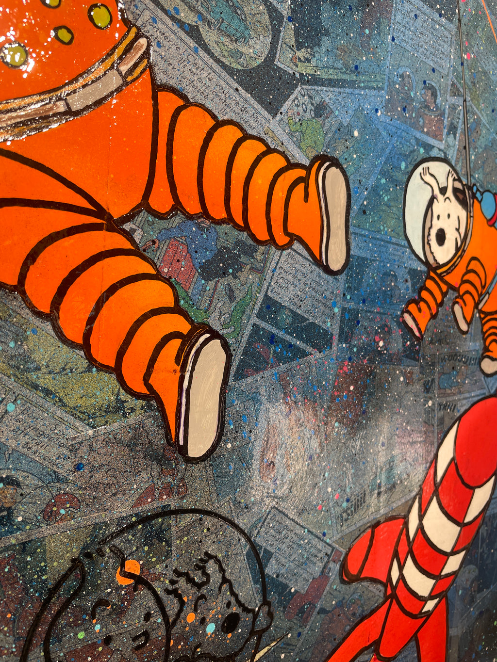 Tableau Tintin et Milou dans l'espace