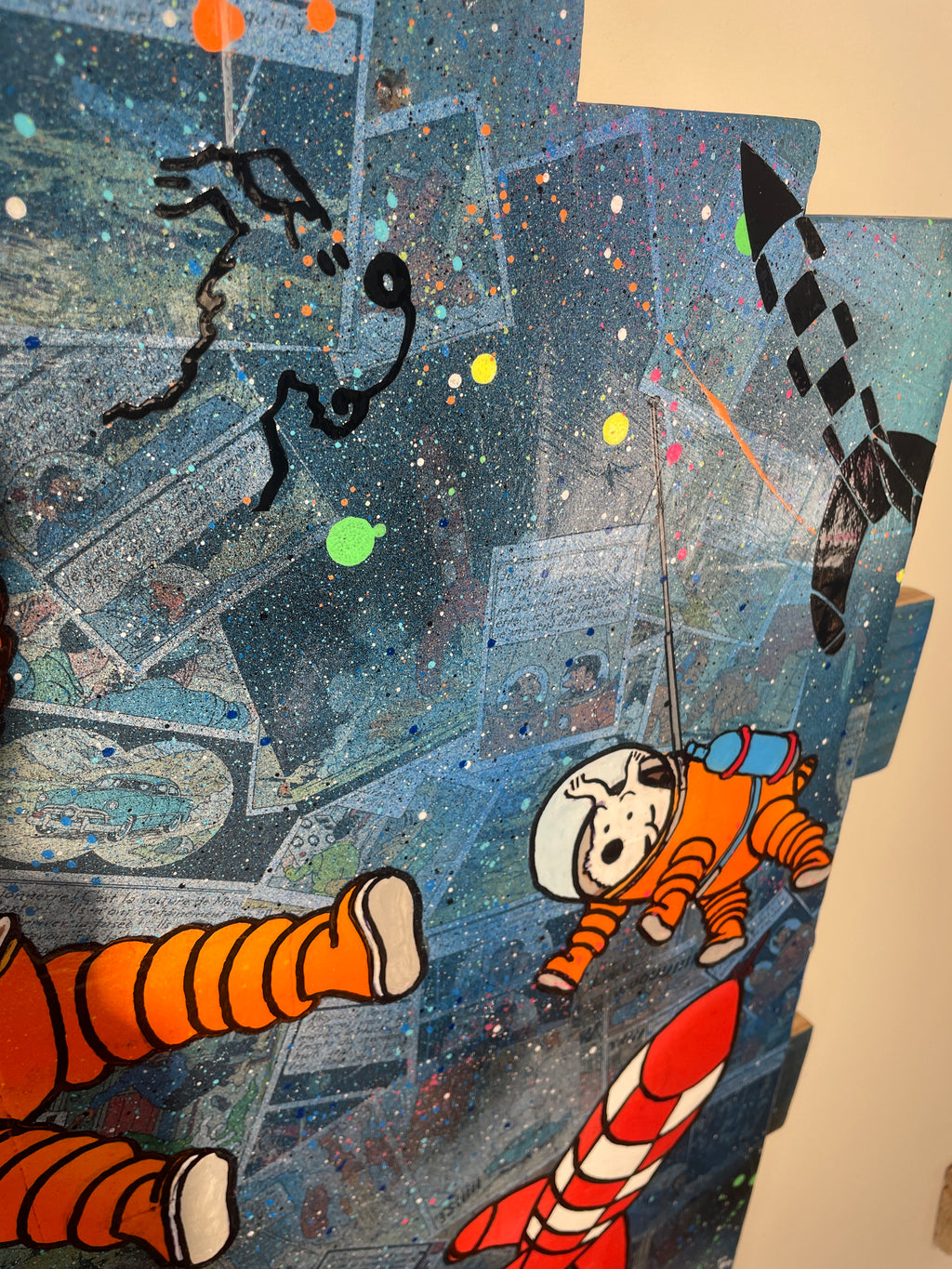 Tableau Tintin et Milou dans l'espace