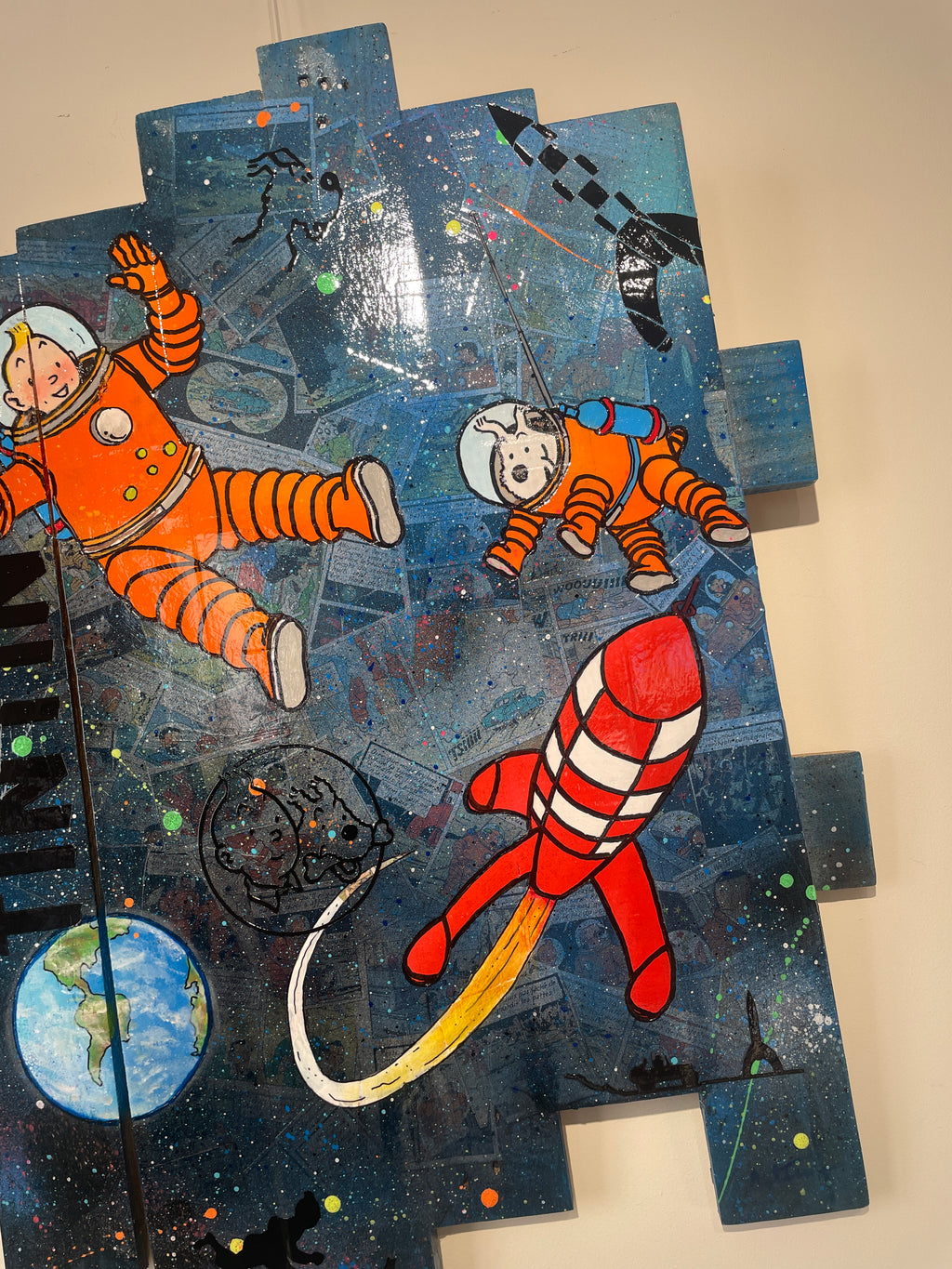 Tableau Tintin et Milou dans l'espace