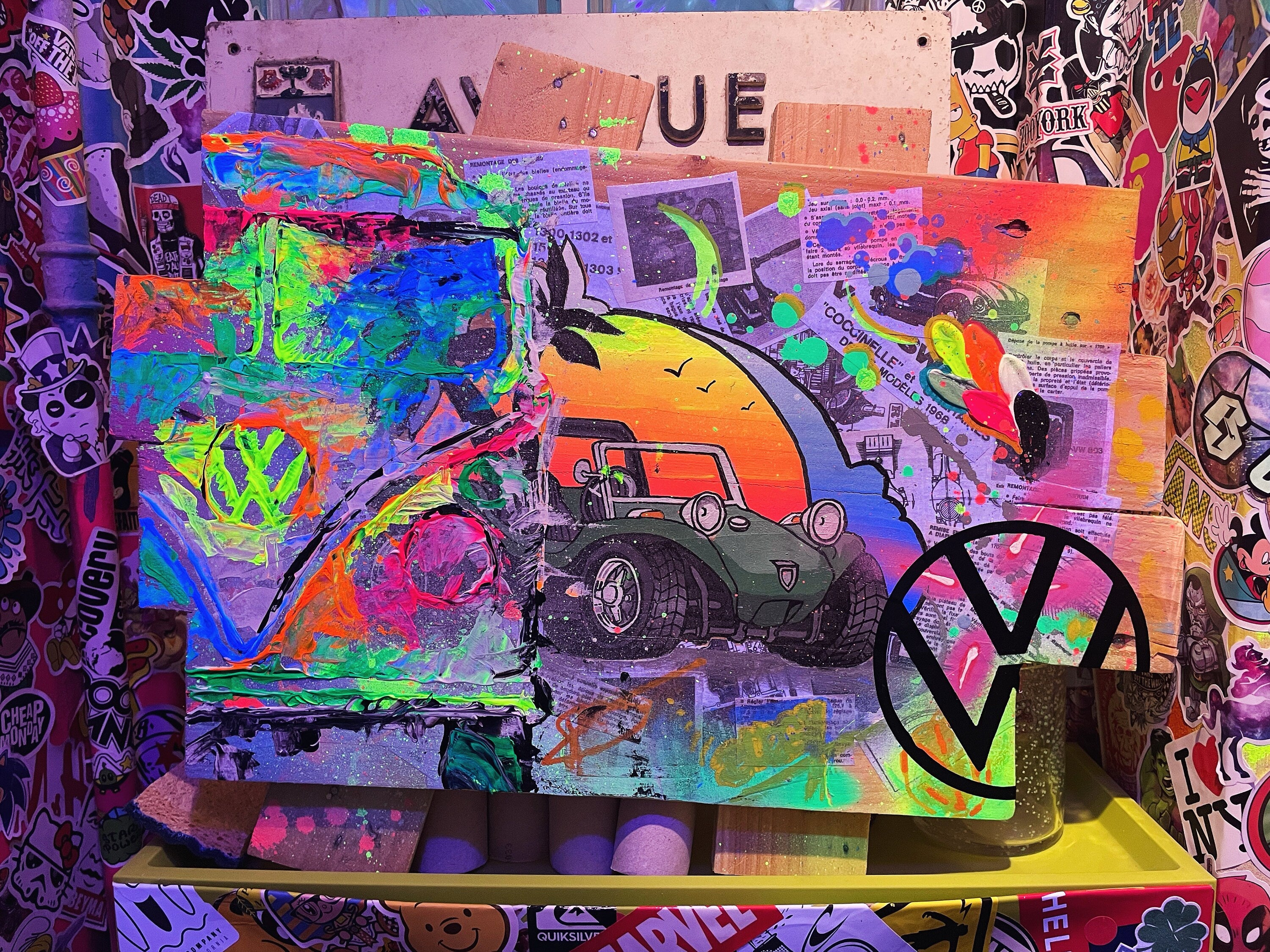 Tableau Pop Art VW, Combi, Buggy