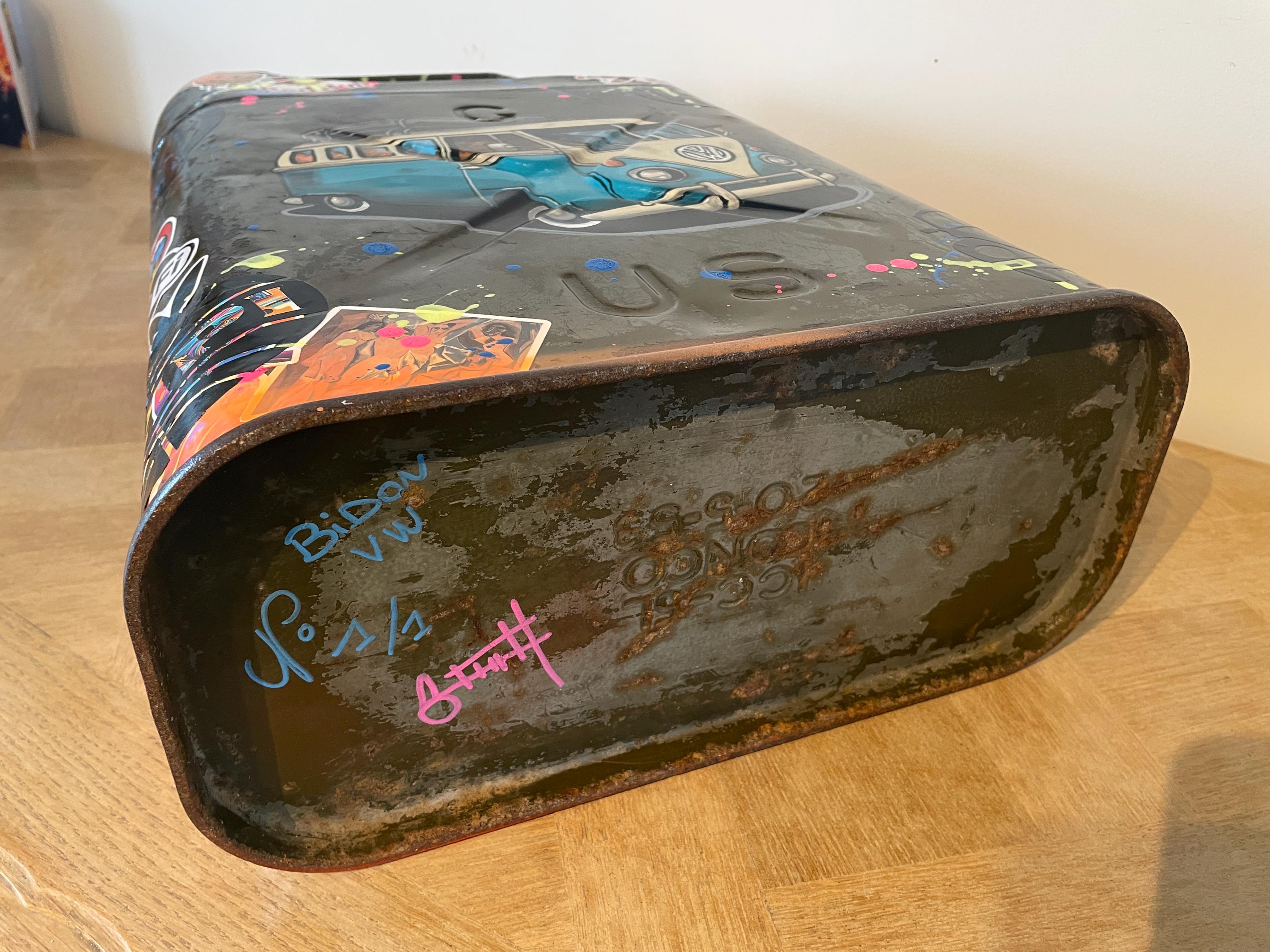 Bidon ancien acier Pop art COMBI T1 VW