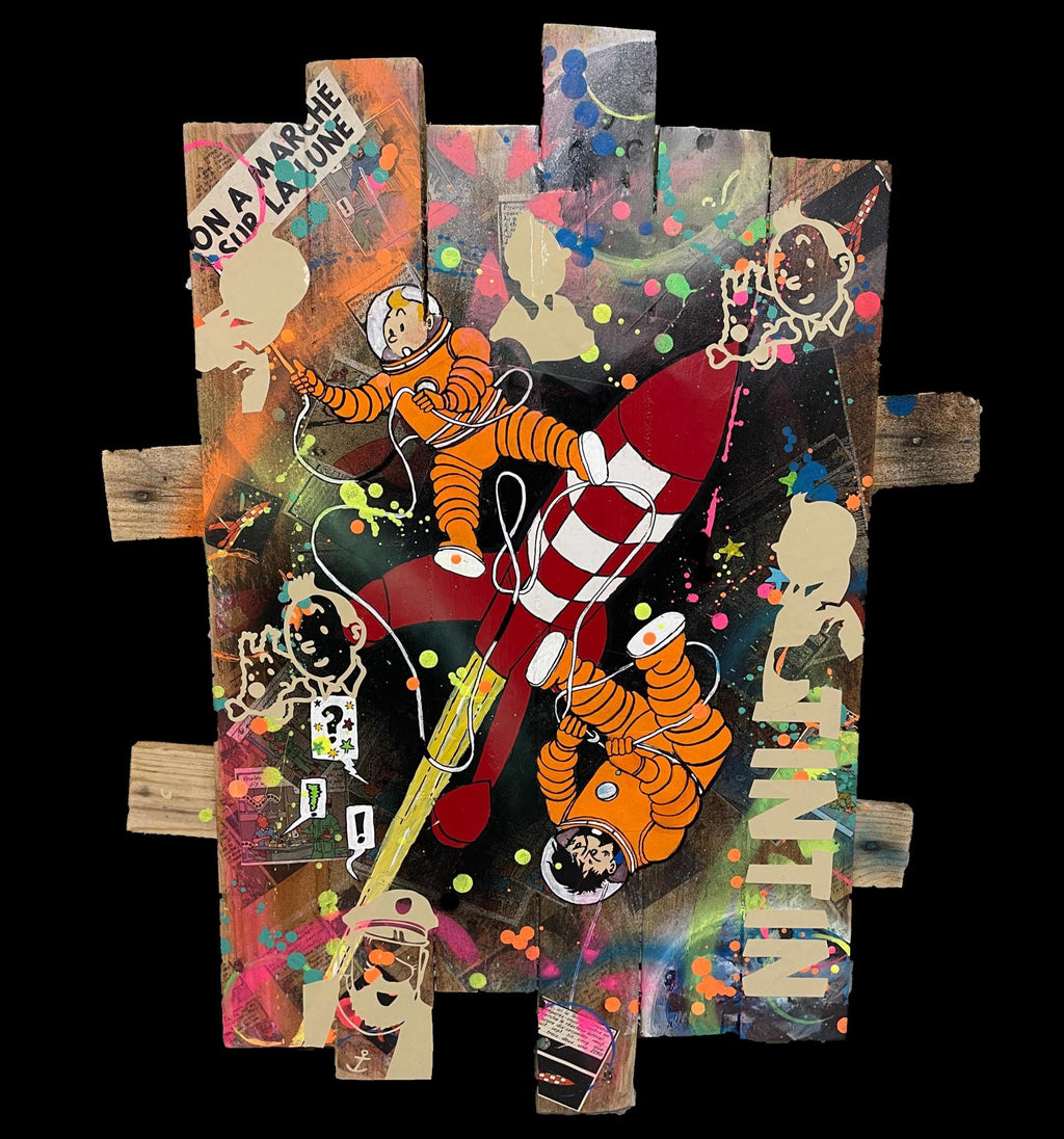 Tableau Pop Art Unique Personnalisable – Bois de Palette Recyclé – Œuvre Signée Vincent STREIFF® avec certificat d'authenticité – Art Mural