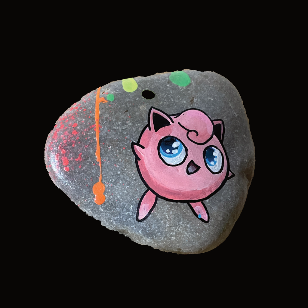 Galet peint pop art Jigglypuff par Vincent Streiff