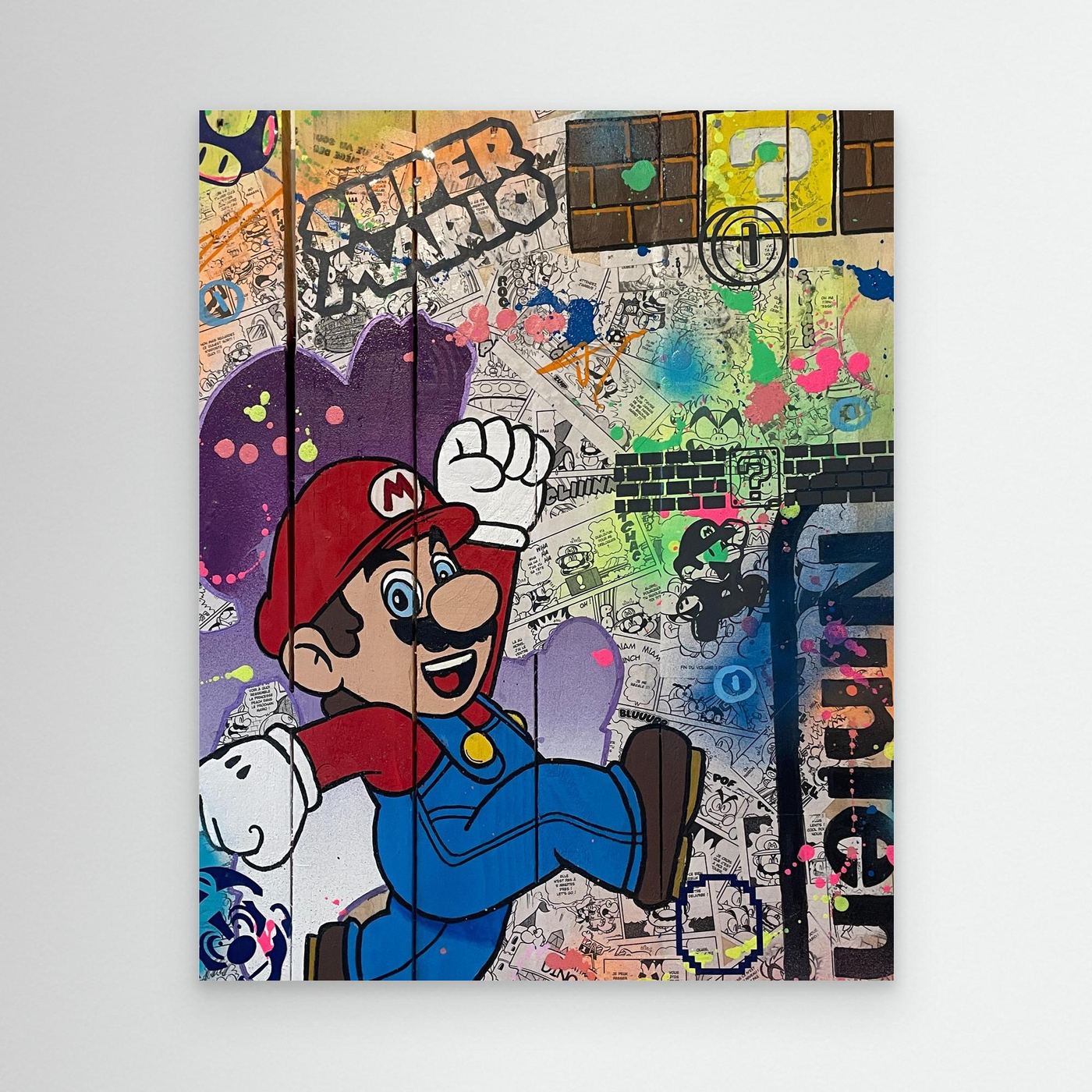 Super Mario impression sur toile de l'œuvre originale de Vincent STREIFF
