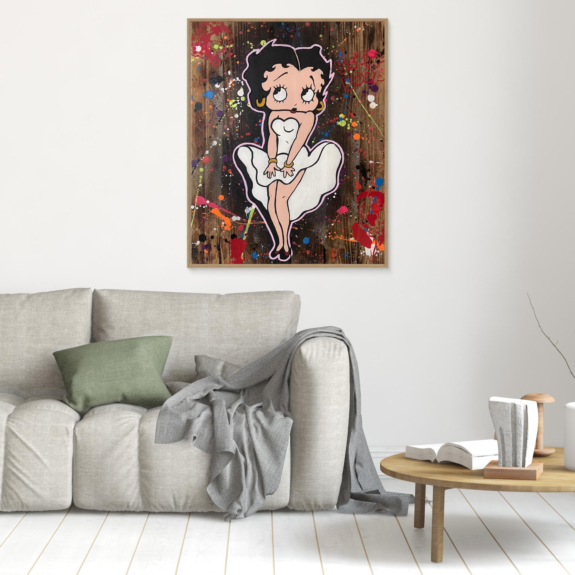 Betty Boop reproduction officielle sur toile de l'œuvre de Vincent STREIFF dans un salon moderne