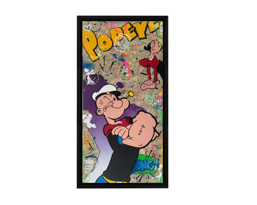 Tableau Popeye & Olive de Vincent Streiff — vue en situation, cadre noir