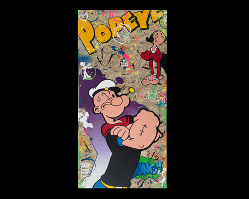 Tableau Popeye & Olive de Vincent Streiff — vue d'ensemble encadrée noir