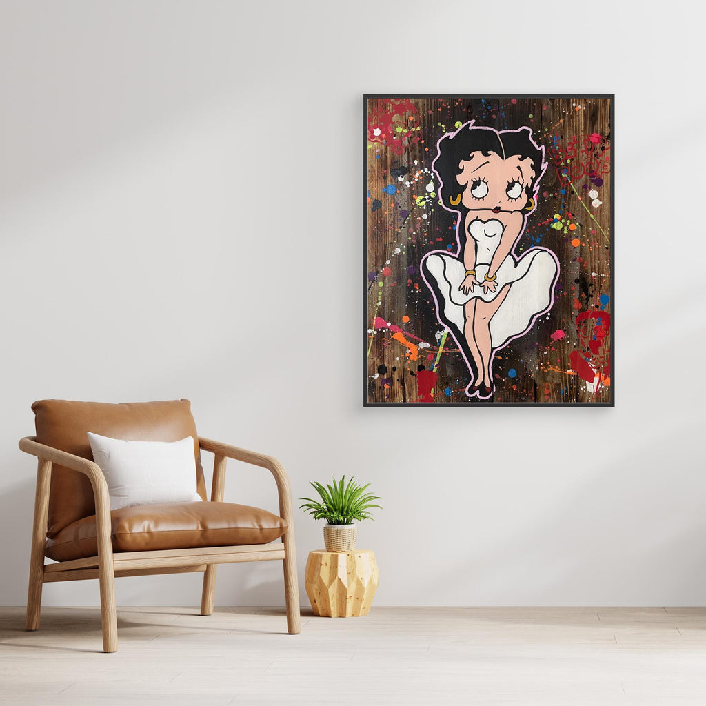 Betty Boop reproduction officielle sur toile de l'œuvre de Vincent STREIFF, avec couleurs vibrantes et design unique.