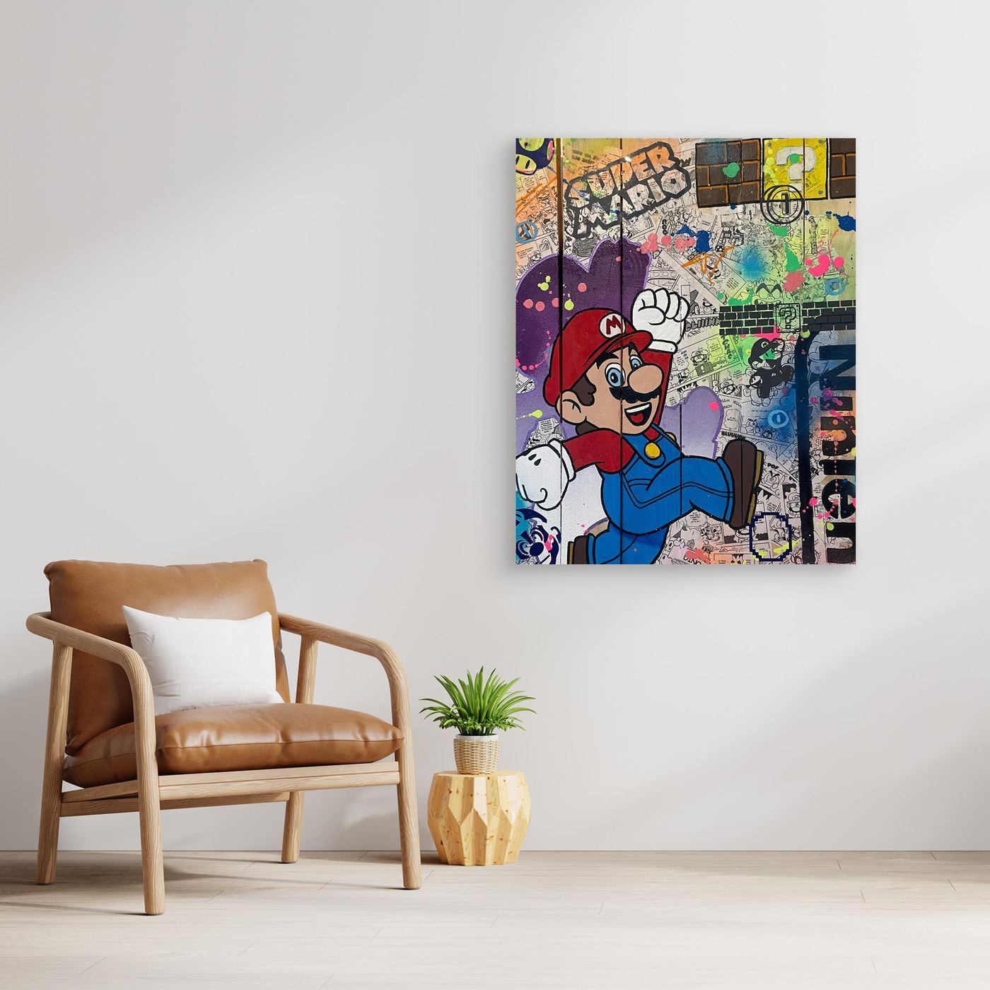 Super Mario impression sur toile de l'œuvre originale de Vincent STREIFF