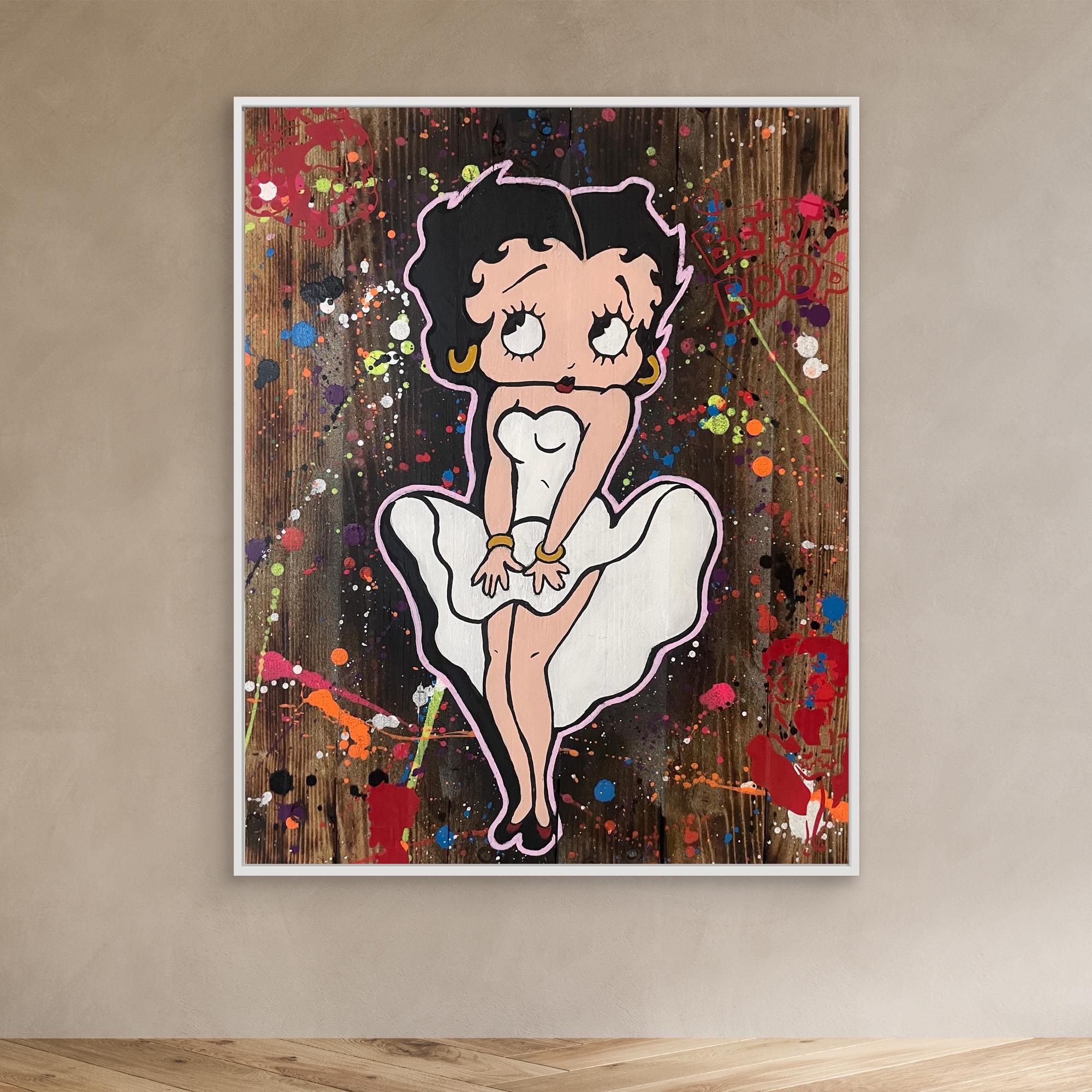 Betty Boop reproduction officielle sur toile de l'œuvre de Vincent STREIFF, avec couleurs vibrantes et design artistique.